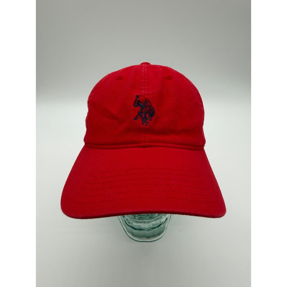 US Polo Assn Red Baseball Hat Cap Navy Blue Embroidered Logo Adjustable Dad Hat